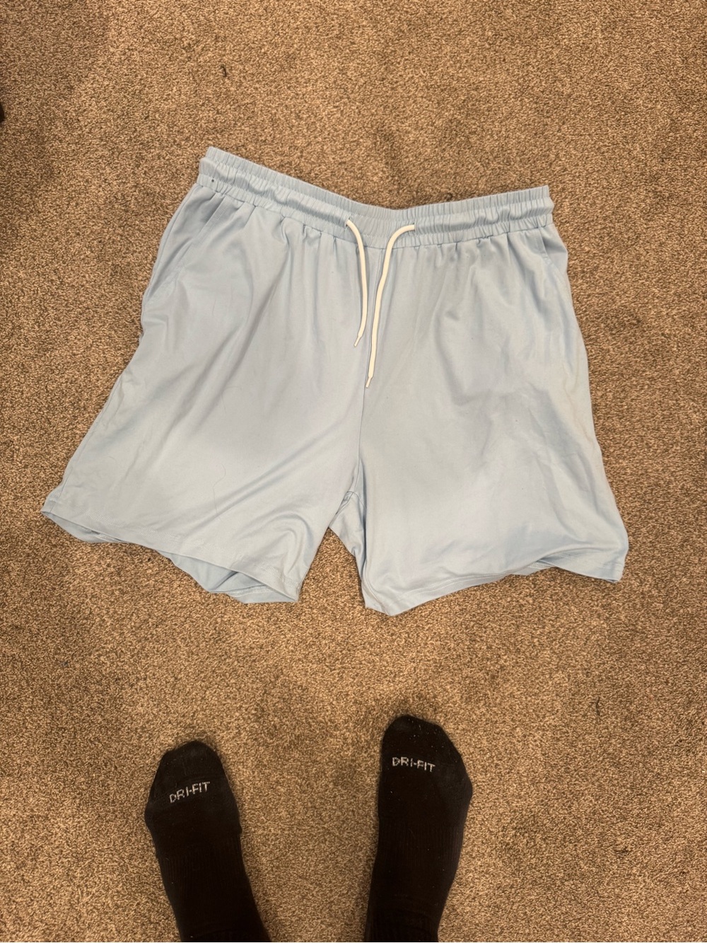 Men's Light Blue Athletic Drawstring Shorts - Breathable Performance